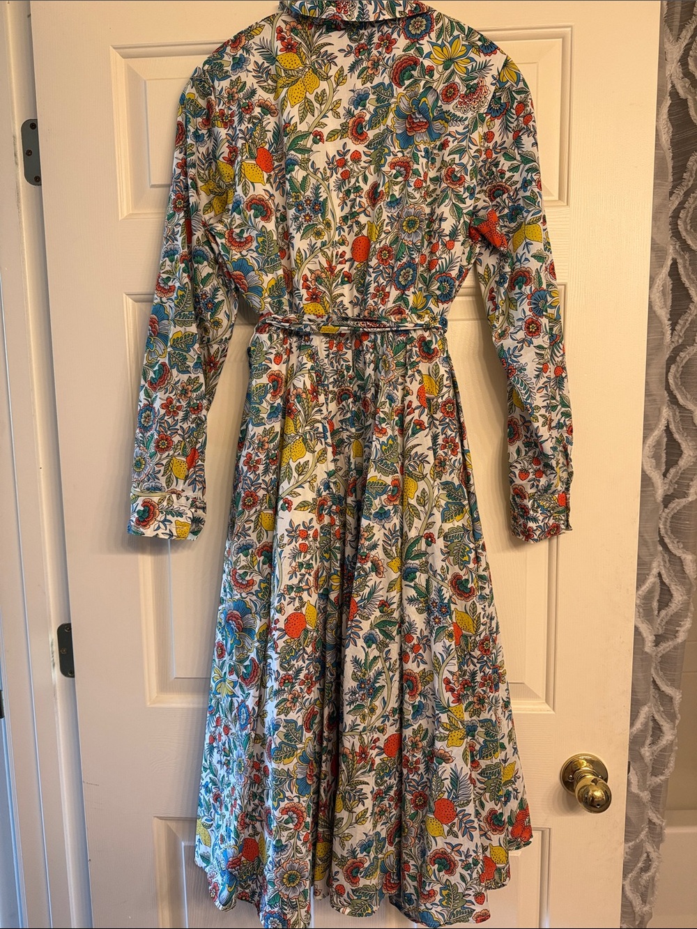 Fabulous Boden Midi Kitty Shirt Dress with Long Sleeves and Tie Waist - Picture 2 of 7